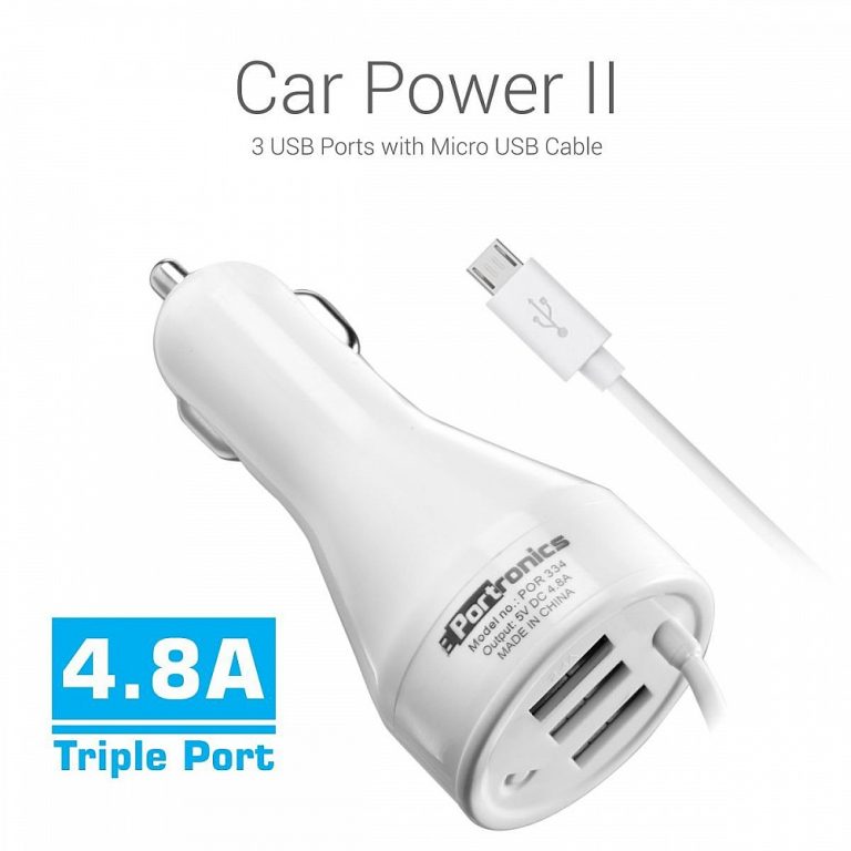 ARS Creations Portronics Car Charger with dual ports & USB -C Cable